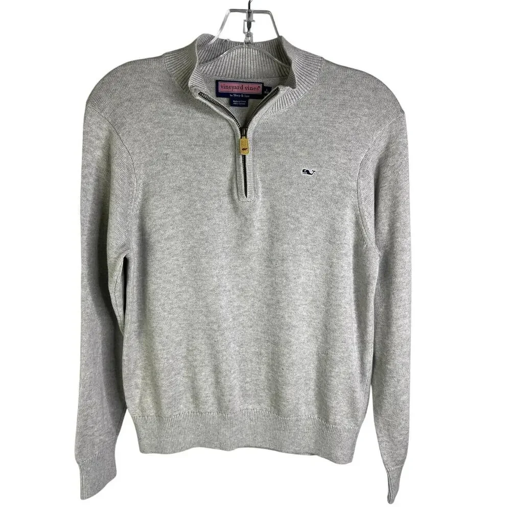 Vineyard Vines Sweater Jacket Boy L/16-18 Gray‎ 1/4 Zip Cotton Classic